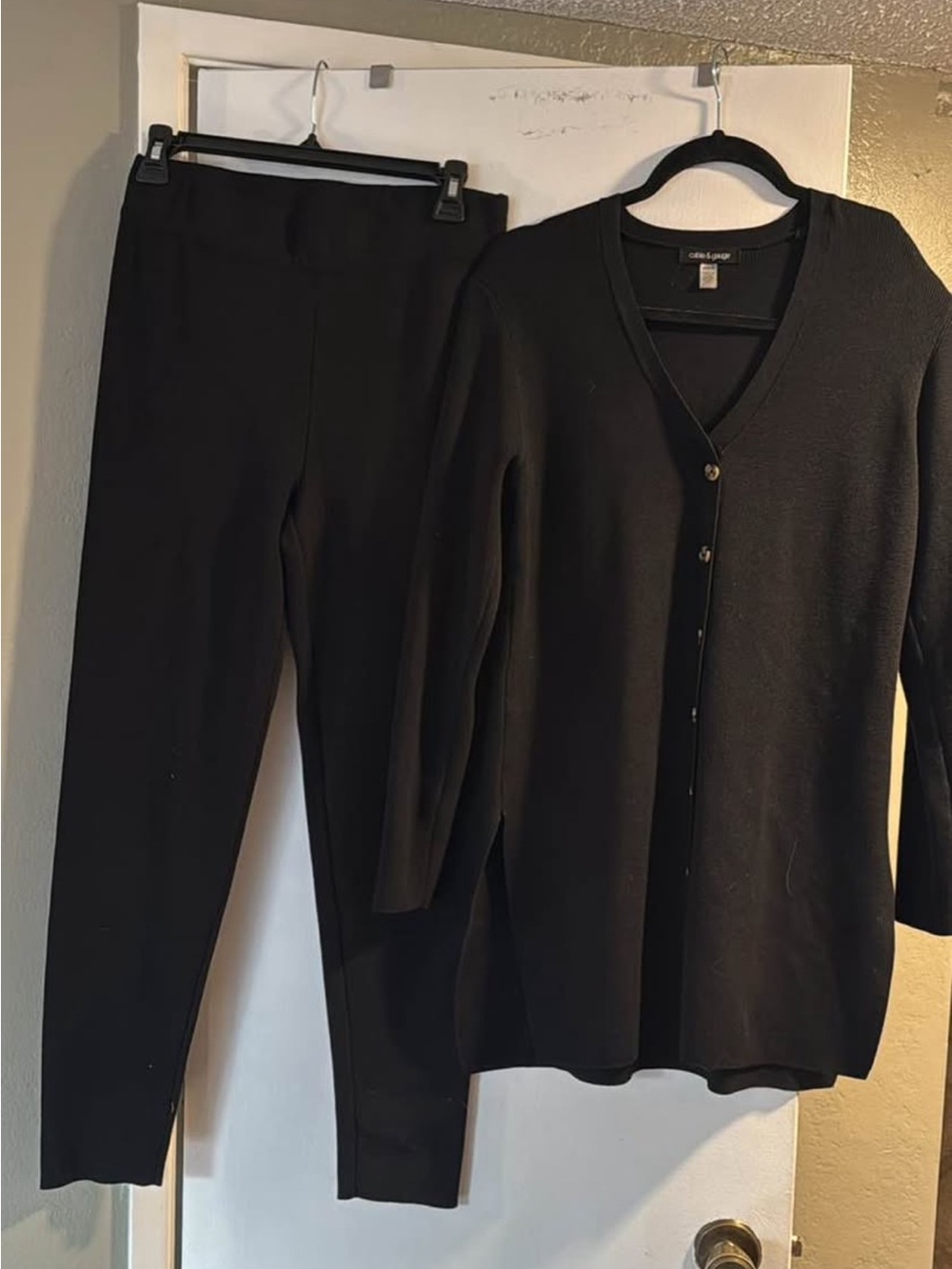 Cable & Gauge Black Knit Cardigan & Slim Pants Set